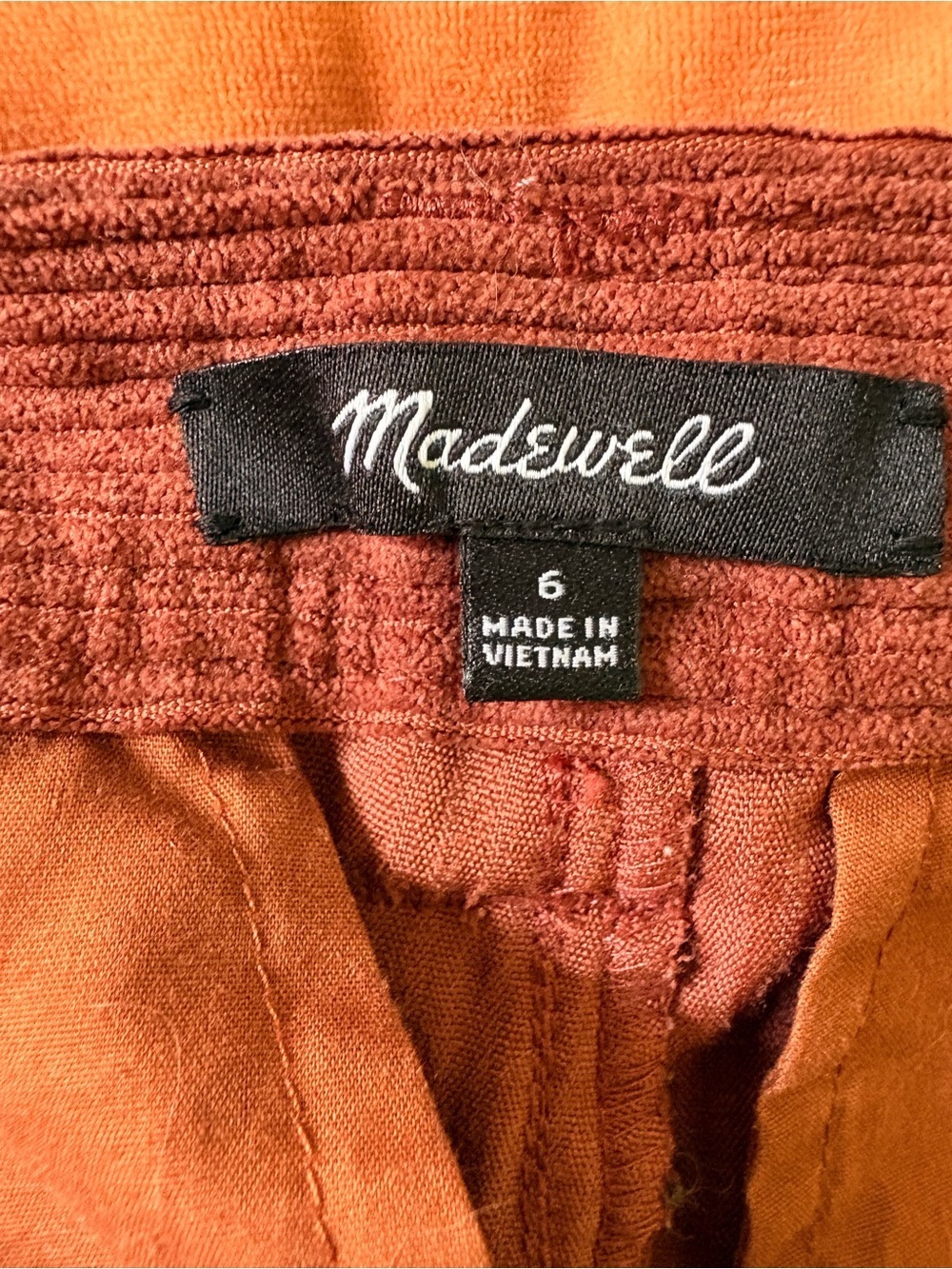 Madewell High-Rise Rust Wide-Leg Tapered Corduroy Pants - Picture 5 of 6